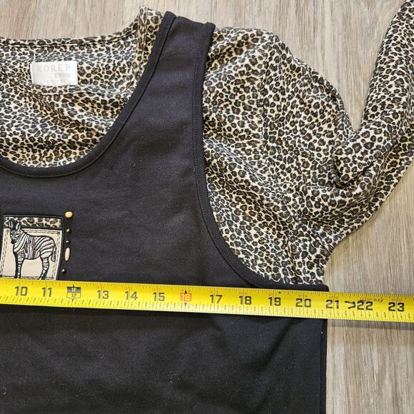 Vtg Koret Layered Maxi Dress Womens LP Leopard Print Zebra Safari Boho Cheetah - Picture 8 of 10